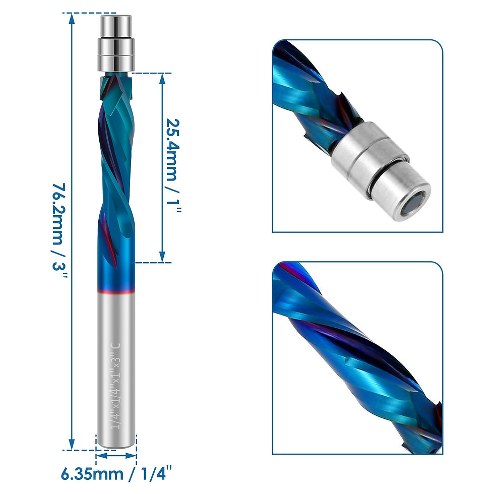 Thumbnail: Up Down Cut Spiral Flush Trim Router Bit 1/4 Inch Shank Carbide Up Down Compres