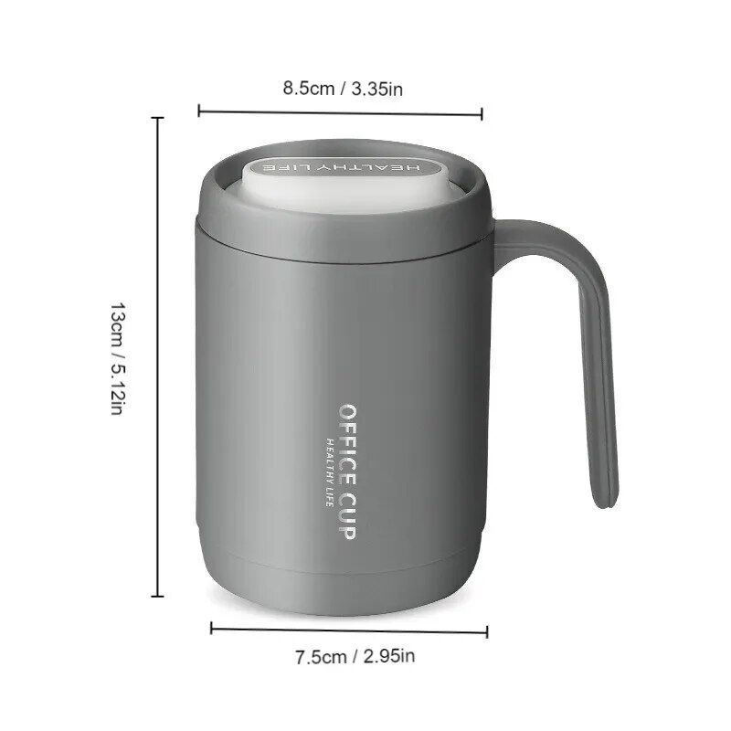 1pc Grey Creative PP Liner Drinking Cup Portable Office Large Capacity Covered