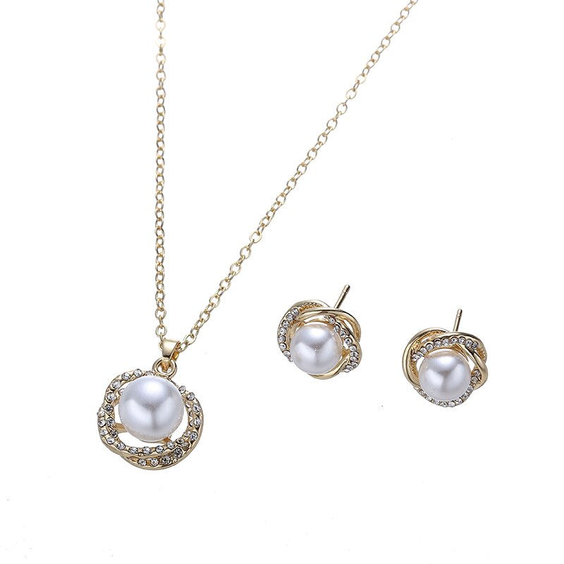 Thumbnail: South Sea Shell Pearl Gold-Color Jewelry Sets for Women Cubic Zirconia Necklace