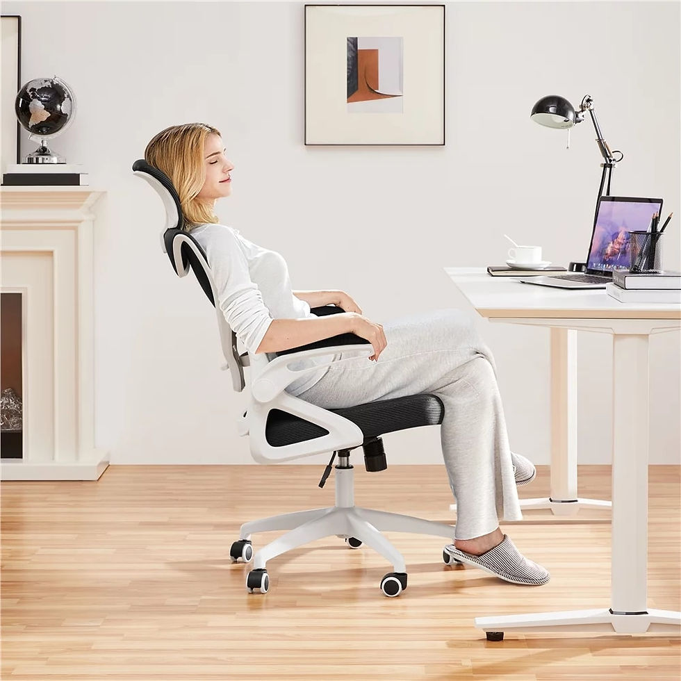 Μικρογραφία: High Back Ergonomic Mesh Office Chair with Adjustable Padded Headrest, White/Bl