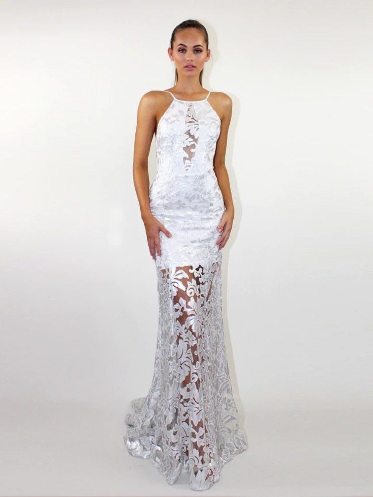 Thumbnail: Hi Shy Bridal Exquisite Evening Dresses Lace O-Neck Floor-Length Mermaid Sleeve