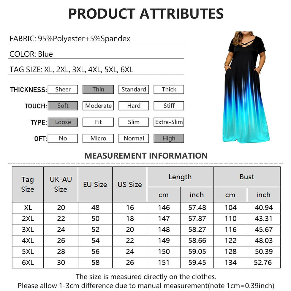 Thumbnail: Plus Size Gradient Print Side Pocket Maxi Dress Summer Women Casual Long Dress