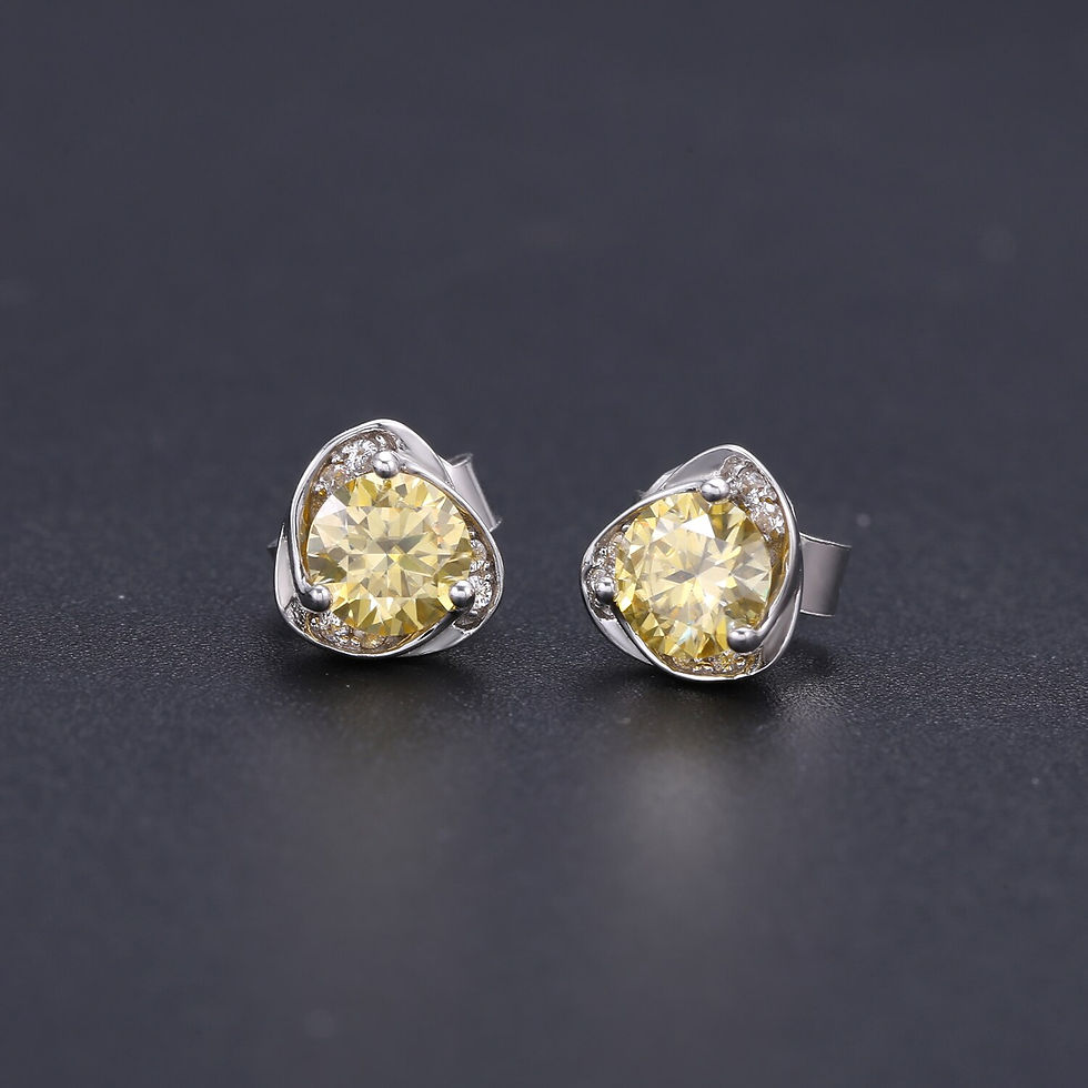Thumbnail: GEM'S BALLET Pink Moissanite 0.5TW 5mm Round Cut Moissanite Stud Earrings 925 S
