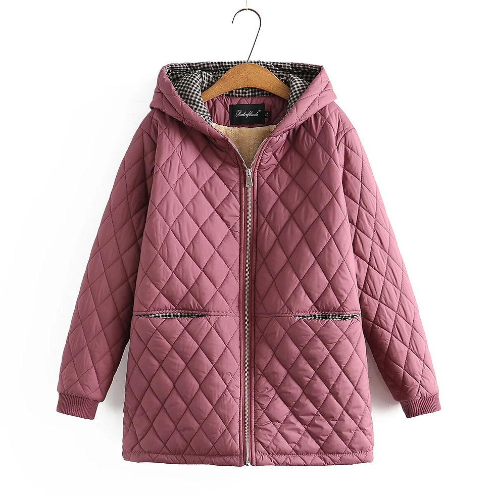 Thumbnail: Plus Size Parkas Women Clothing Winter Middle Aged Wadded Jacket Hooded Argyle