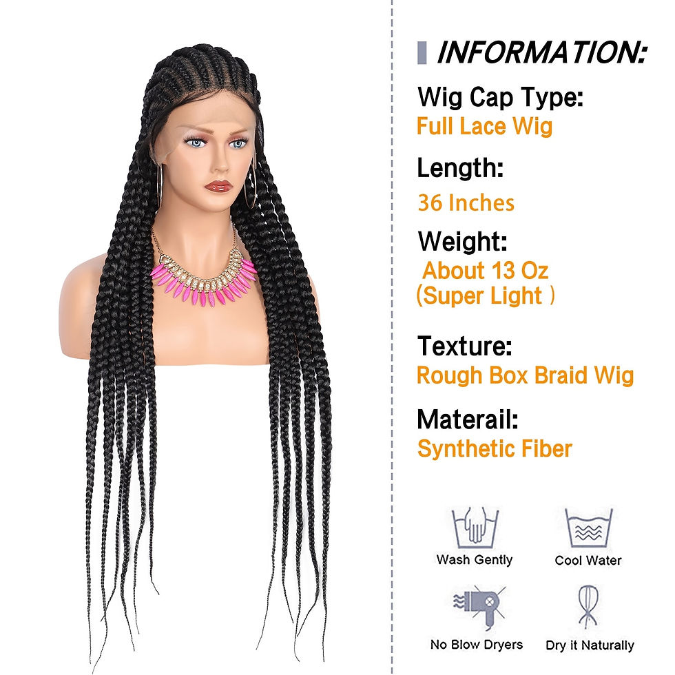 Miniatura: Kalyss 36" Full Lace Braided Wigs Rough Cornrow Box Braids Wig With Baby Hair F