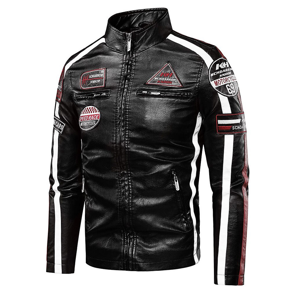 Thumbnail: Men Autumn New Casual Motor Biker Painted Leather Jackets Coat Men Winter Vinta