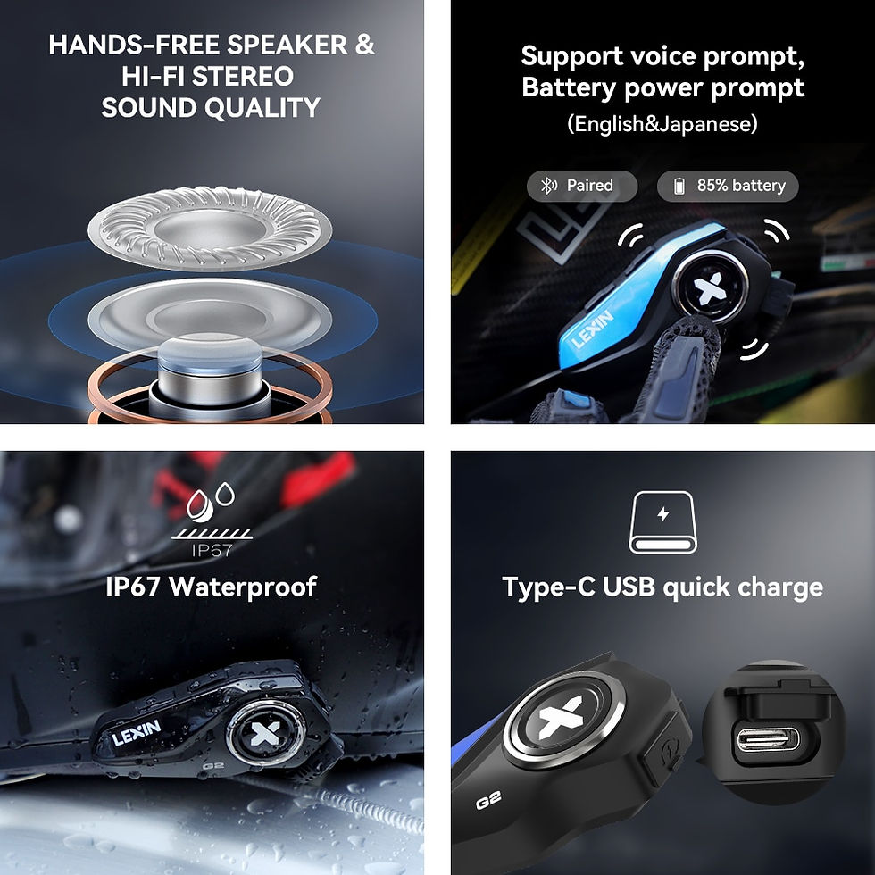 Sličica: 2022 Lexin-G2 Motorcycle Helmet Bluetooth Intercom Up To Pair 6 Riders & Big