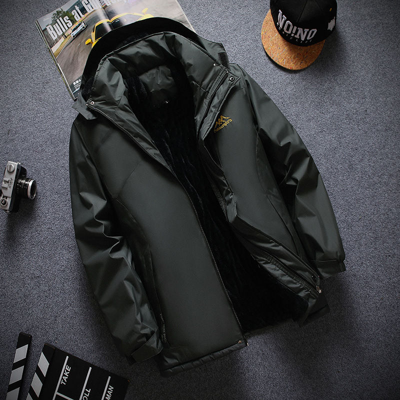 Μικρογραφία: Autumn And Winter Zipper Casual Regular Side Seam Waterproof Fleece Lined Thick