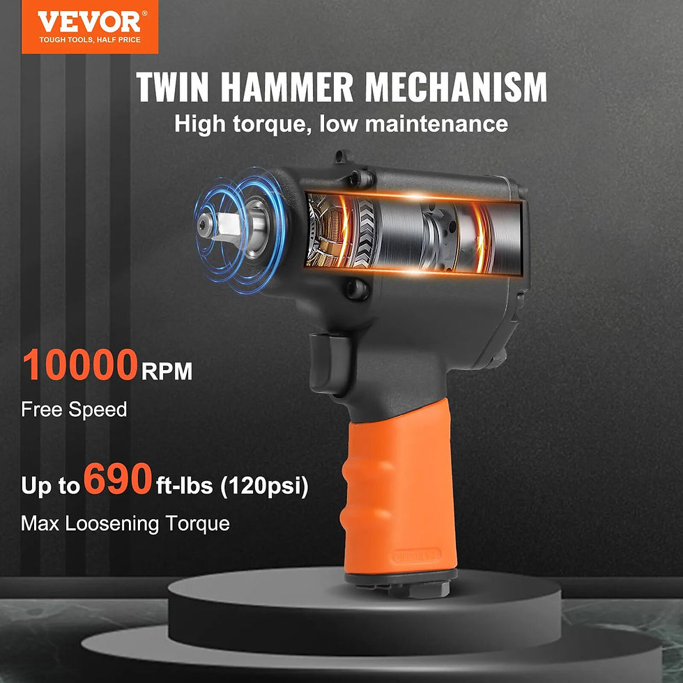 Thumbnail: VEVOR Air Impact Wrench  3/8 Inch Square Drive 690ft lbs Pneumatic Impact Gun T