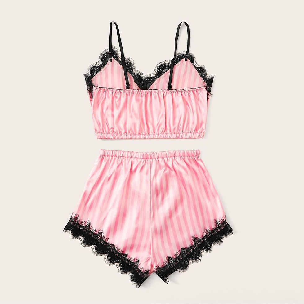 Miniatura: Satin Silk Pajamas Set Women Cute Lace Sleepwear Summer Hot V-neck Sleeveless P