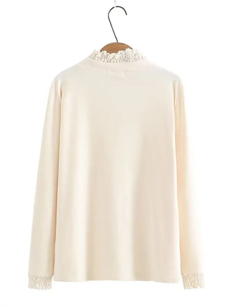 Thumbnail: Plus Size Women's Clothing Autumn/Winter Stand-Up Collar Long Sleeve T-Shirt Do