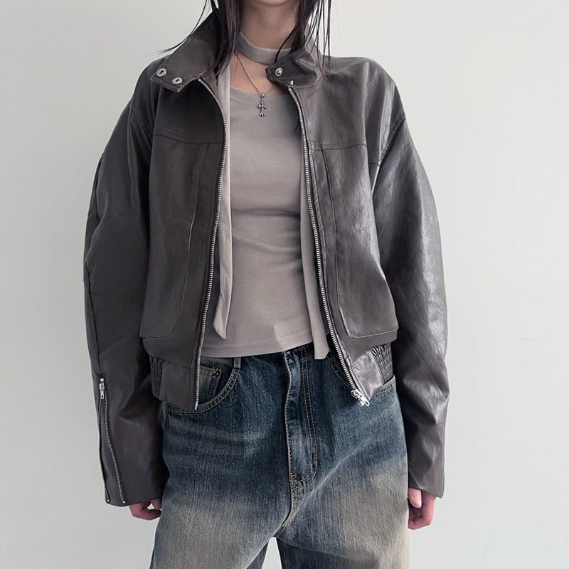 Thumbnail: Loose Jacket Coat Women's Outer Leather Coat