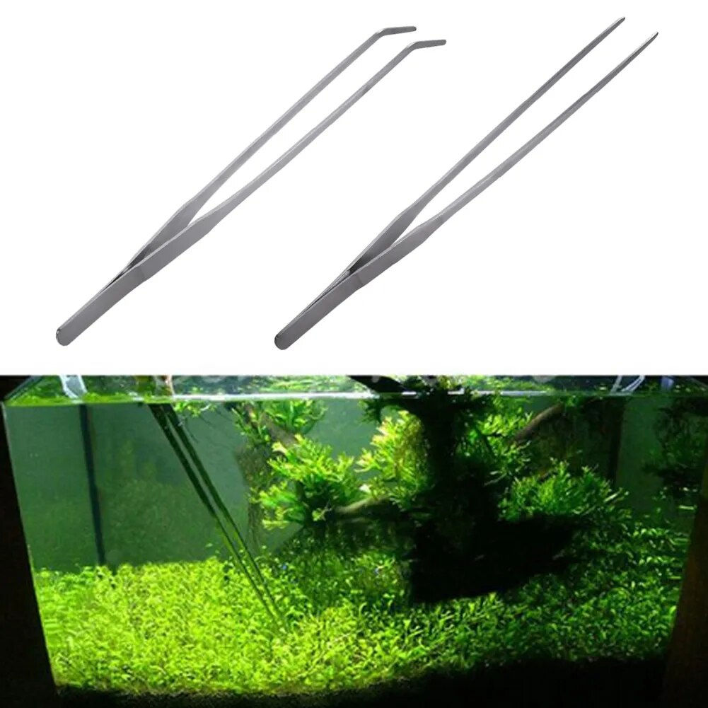 1PC Aquarium Tweezer Stainless Steel Straight Curve Long Tongs Tank Plant Shrim