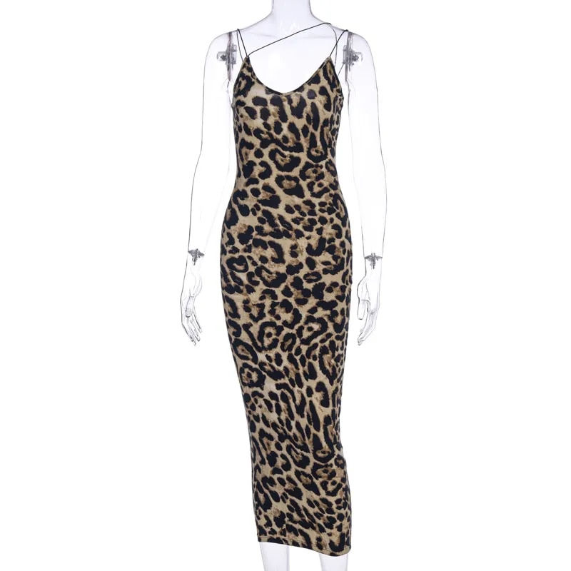 Thumbnail: leopard print sleeveless V-neck sexy midi dress spring women fashion streetwear