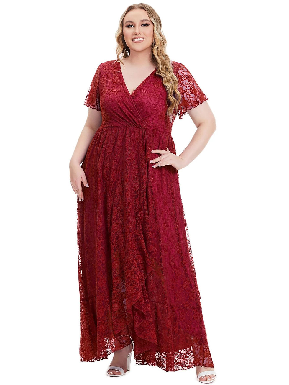 Thumbnail: Plus Size High Quality Elegant Evening Party Wedding Lace Dresses For Women