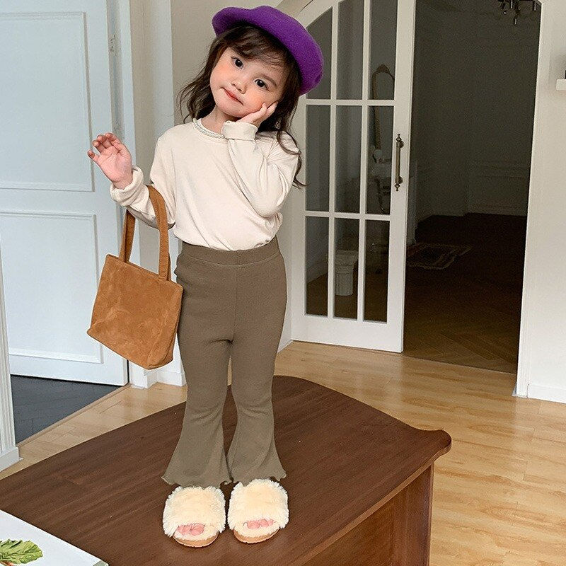 Thumbnail: Kids Girl Casual Pant Elastic Waist Korean Style Bell Bottoms for Baby Girl