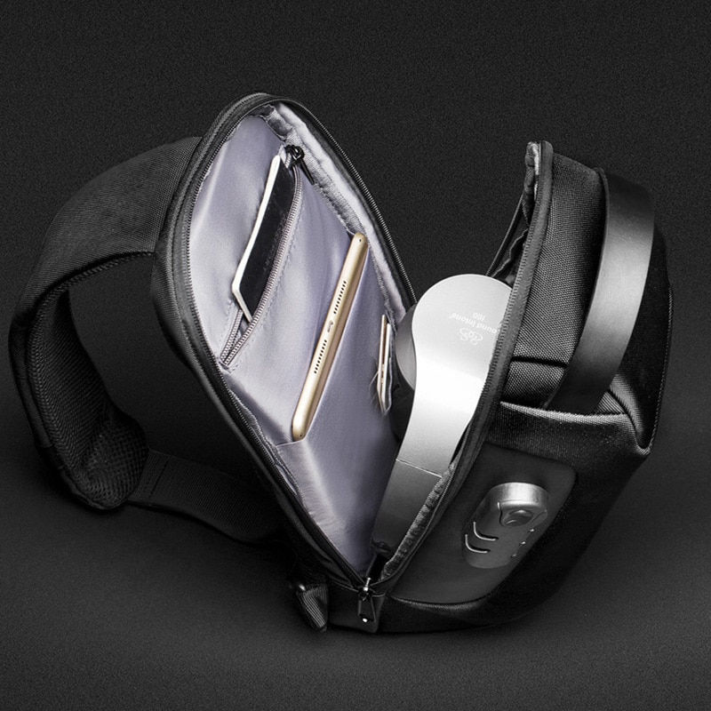 Thumbnail: Men Sling Backpack Rucksack Crossbody Bag with USB Charge Port Anti-theft Trave