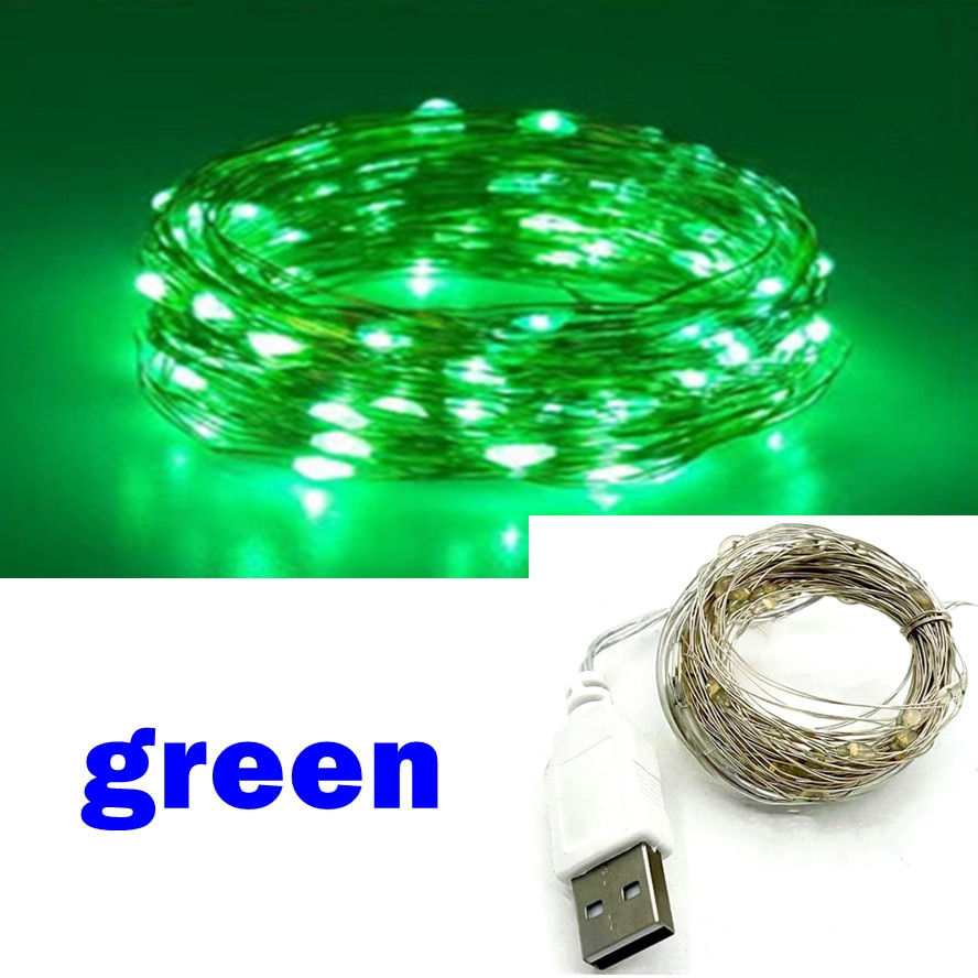 3/10/20M USB LED String Lights Copper Silver Wire Garland Light Waterproof Fair