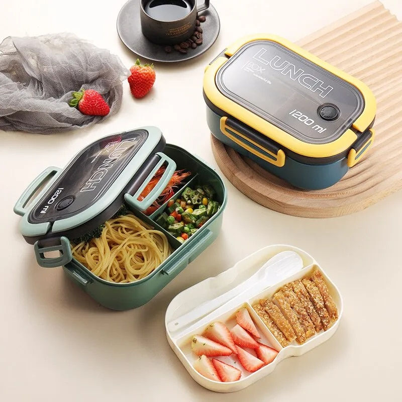Thumbnail: Single Double-layer Lunch Box Portable Compartment Fruit Food Box Microwave Lun