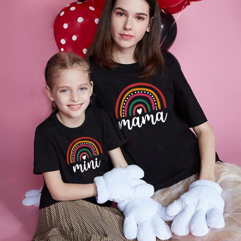 Miniatura: Baywell Mama Mini Rainbow Print Family Matching Outfits Mother Baby Matching