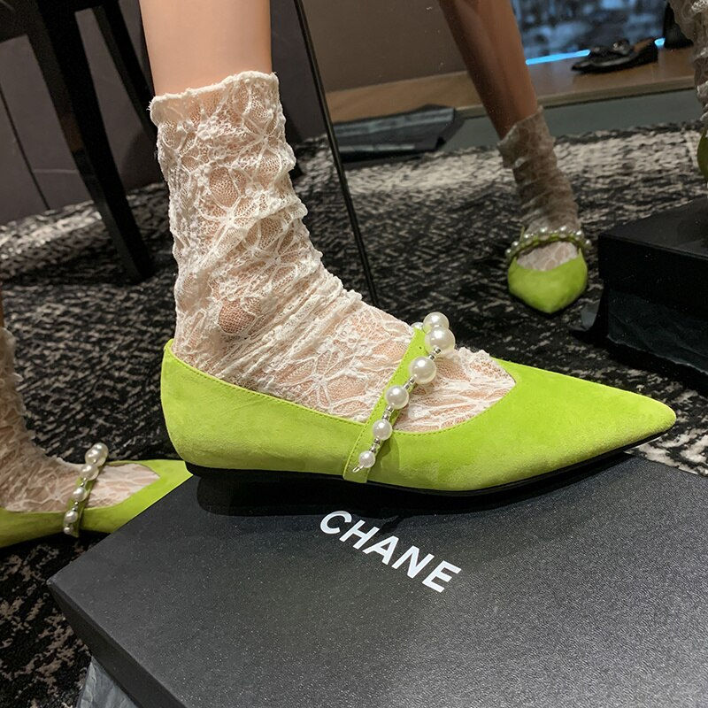 Thumbnail: 2023 new spring women pumps natural leather 22-24.5cm length sheepskin suede+ p