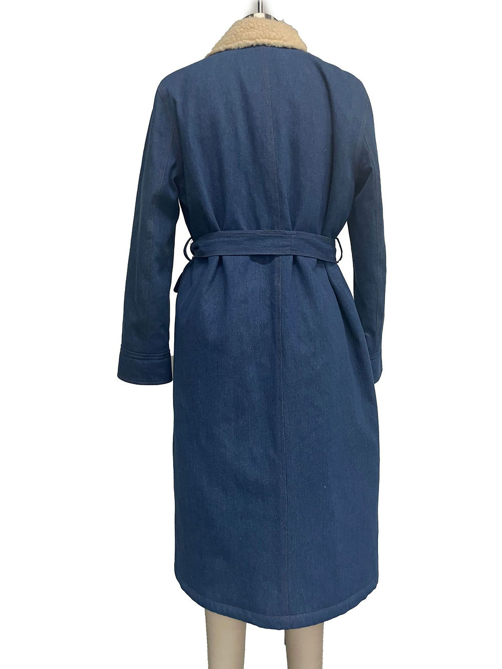 Sīktēls: Lace-up Double Pocket Denim Trench Coat