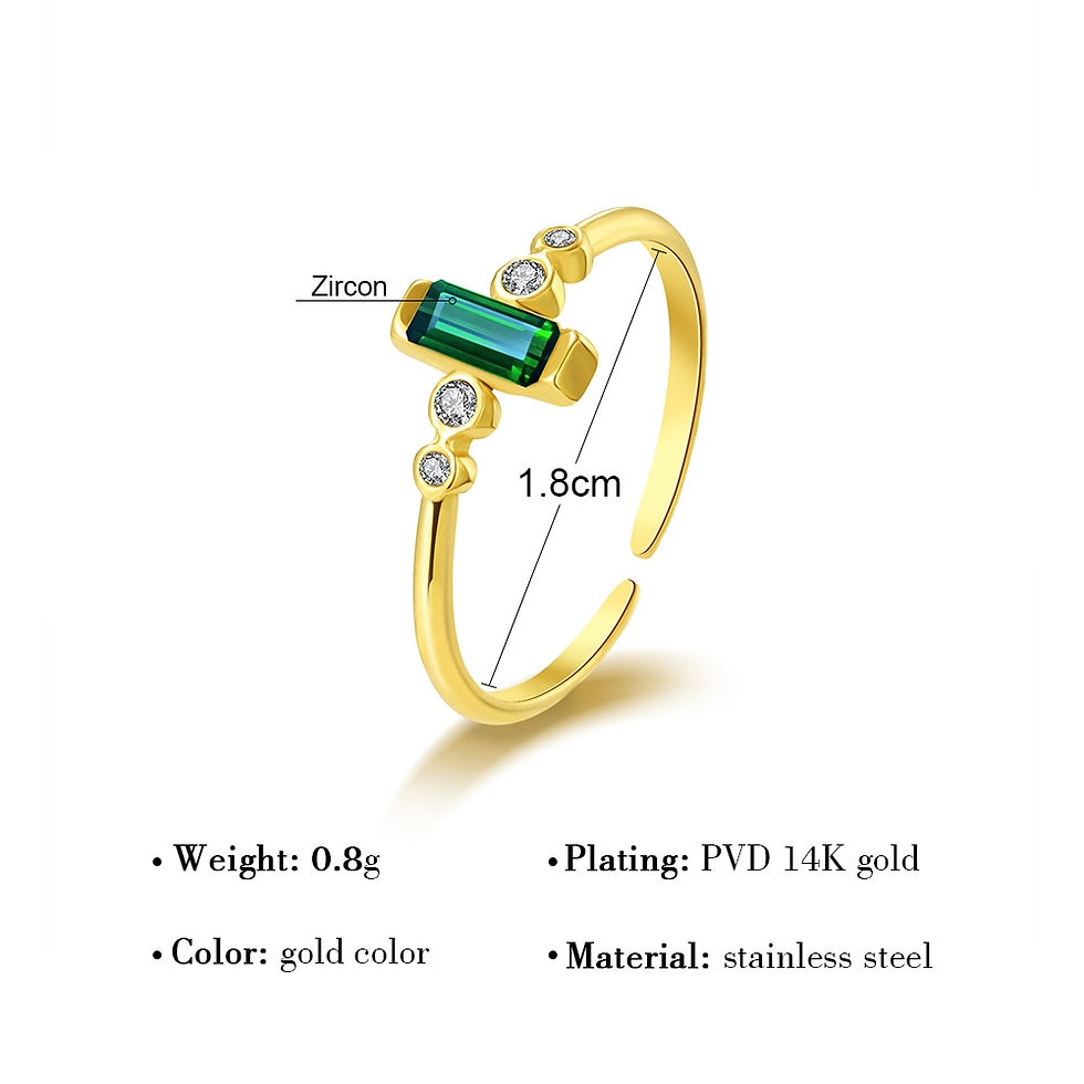 Thumbnail: WILD & FREE Simple Stainless Steel Thin Open Rings for Women Zircon Crystal 14K