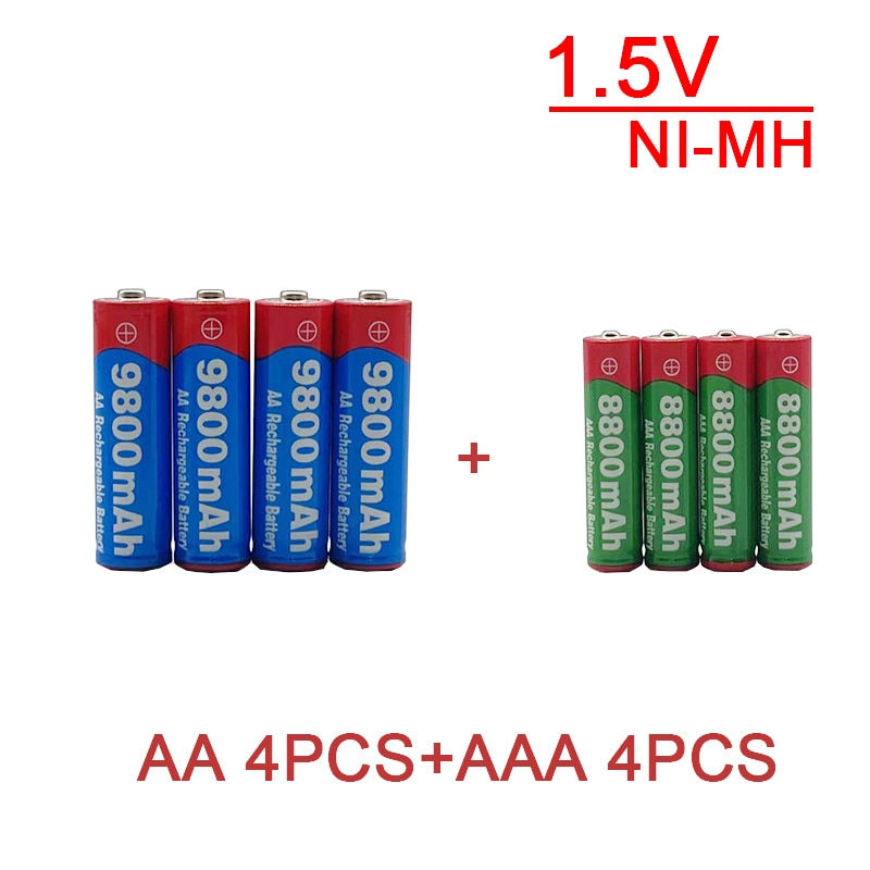 Free Shipping AA+AAA Rechargeable Battery, 1.5V 9800 MAH /8800 MAH, Suitable fo