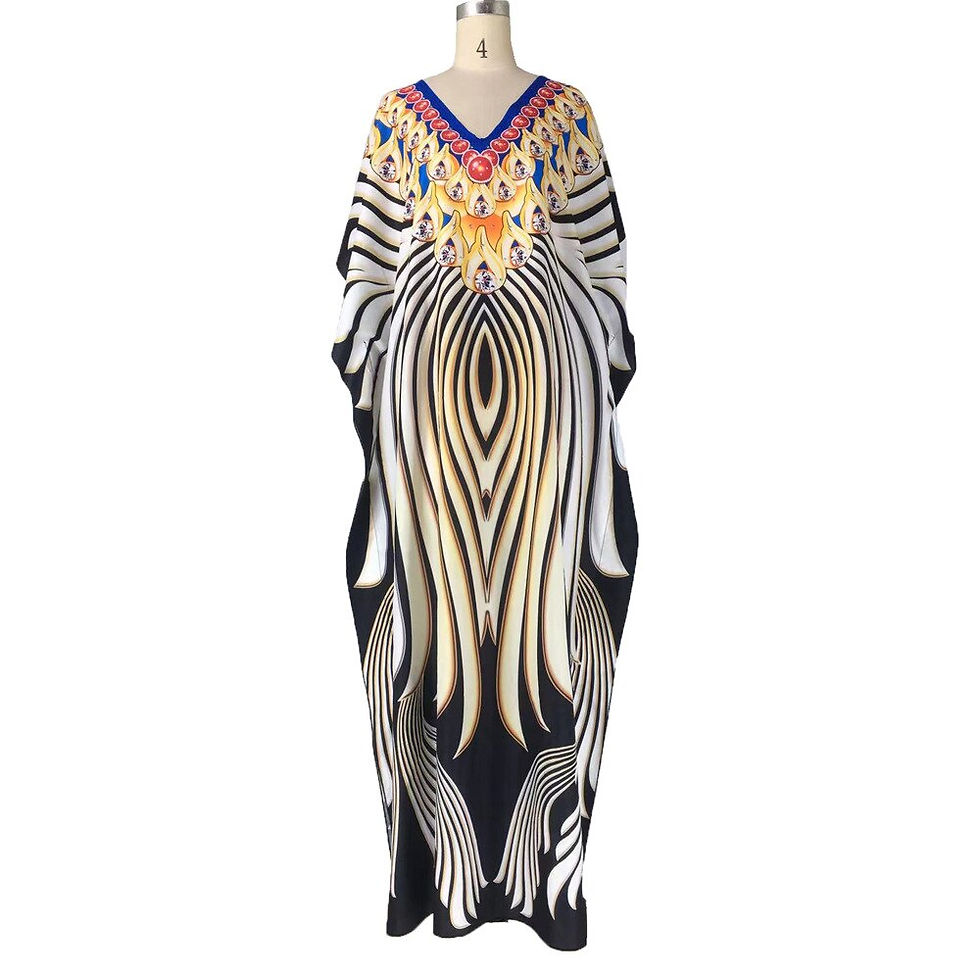 Thumbnail: Short Sleeve African Women's Abaya Long Robe Maxi Casual Dresses Muslim