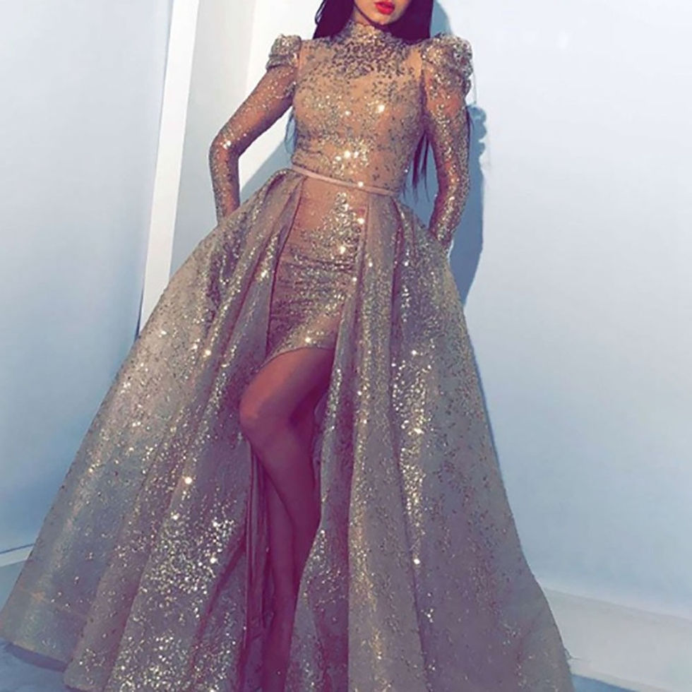 Thumbnail: Hi Shy Bridal Exquisite Evening Dresses Sequin O-Neck Floor-Length A-LINE Long