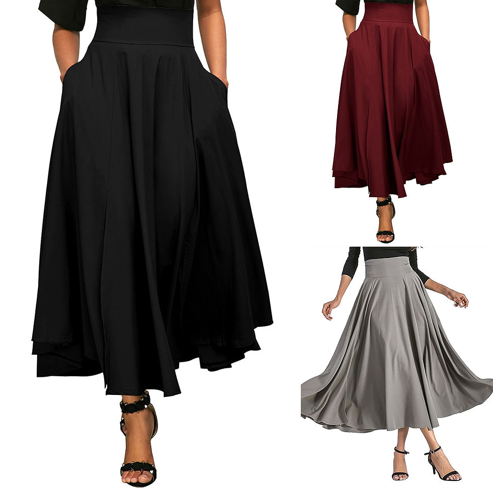 Thumbnail: Slimming Elegant Long Length Skirts with Pockets High Waist Solid Color Slit Wr
