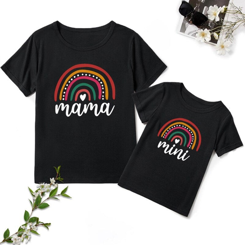 Miniatura: Baywell Mama Mini Rainbow Print Family Matching Outfits Mother Baby Matching