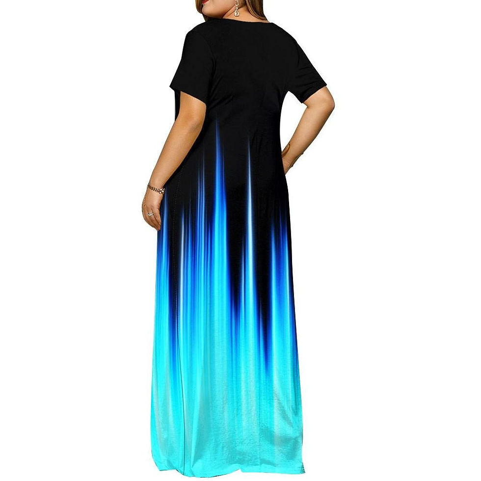 Thumbnail: Women's Fashion Plus Size Casual Curvy Dress Printed Maxi Long Dress Boho Big S