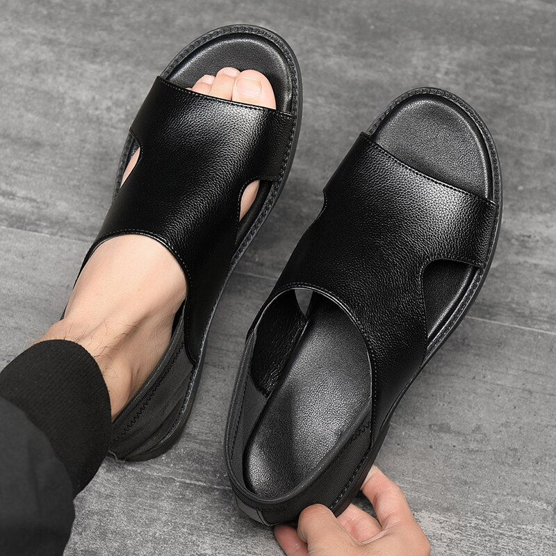Miniatura: Summer and summer dual-purpose beach shoes cow leather thick soled shoes casual