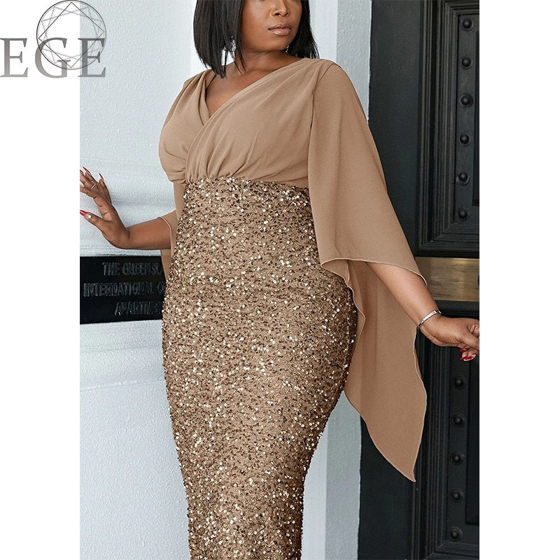 Miniatura: 2023 Plus Size Luxury Dress Shiny Chiffon Loose Sherfang Plus Size Elegant Banq