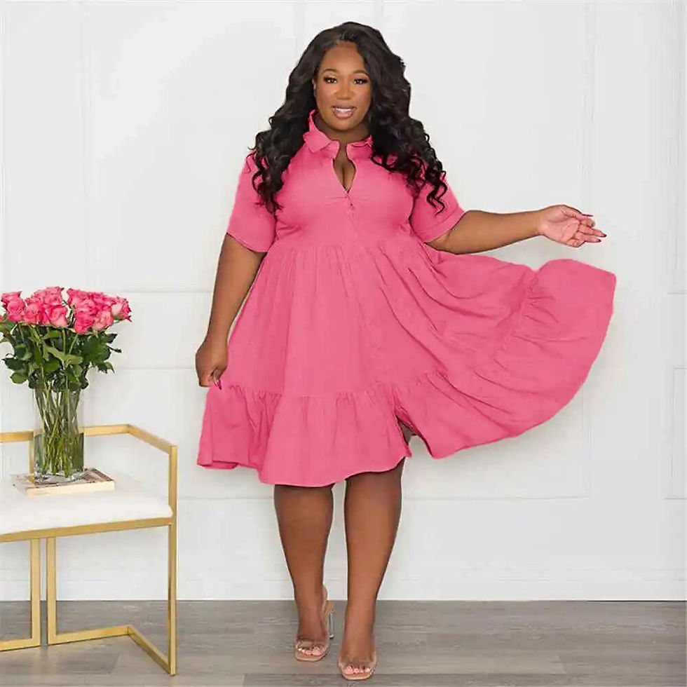 Thumbnail: Wmstar Plus Size Summer Dresses Women's Clothing Solid Elegant Casual Cute Ball