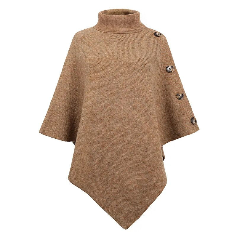 Thumbnail: Women's Knitting Cape 2023 Autumn Winter Pullover Turtleneck Sweater Coat Jacke