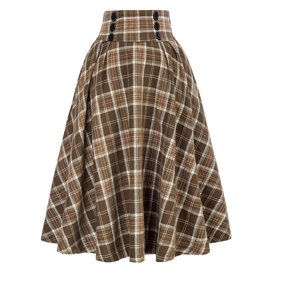Thumbnail: Vintage Red Black Plaid Print Skirts High Waist Pleated Skirt Preppy Style Scho