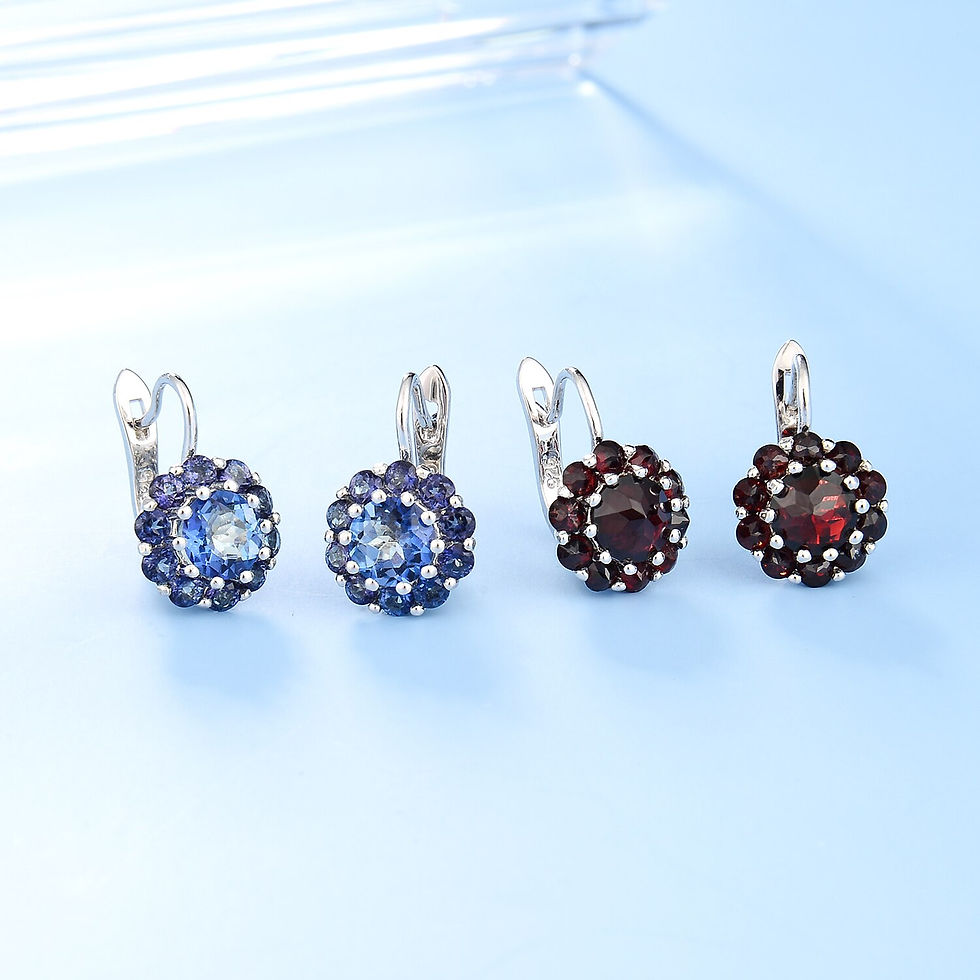 Thumbnail: GEM'S BALLET Quartz Jewelry Gemstone Clip Earrings Iolite Blue Mystic Quartz St