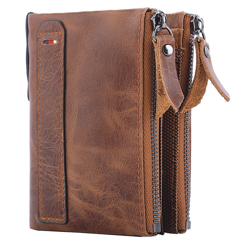 Thumbnail: Men Wallets 100% Genuine Cow Leather Short Card Holder Leather Men Purse High Q