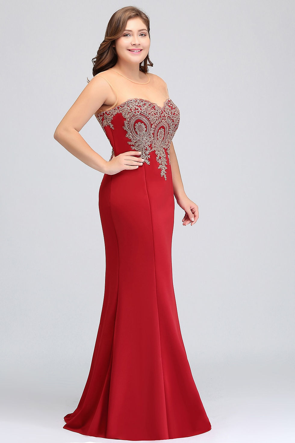 Thumbnail: BABYONLINE Elegant Bridesmaid Dresses Maxi Floor Length Mermaid Gowns Gold Appq