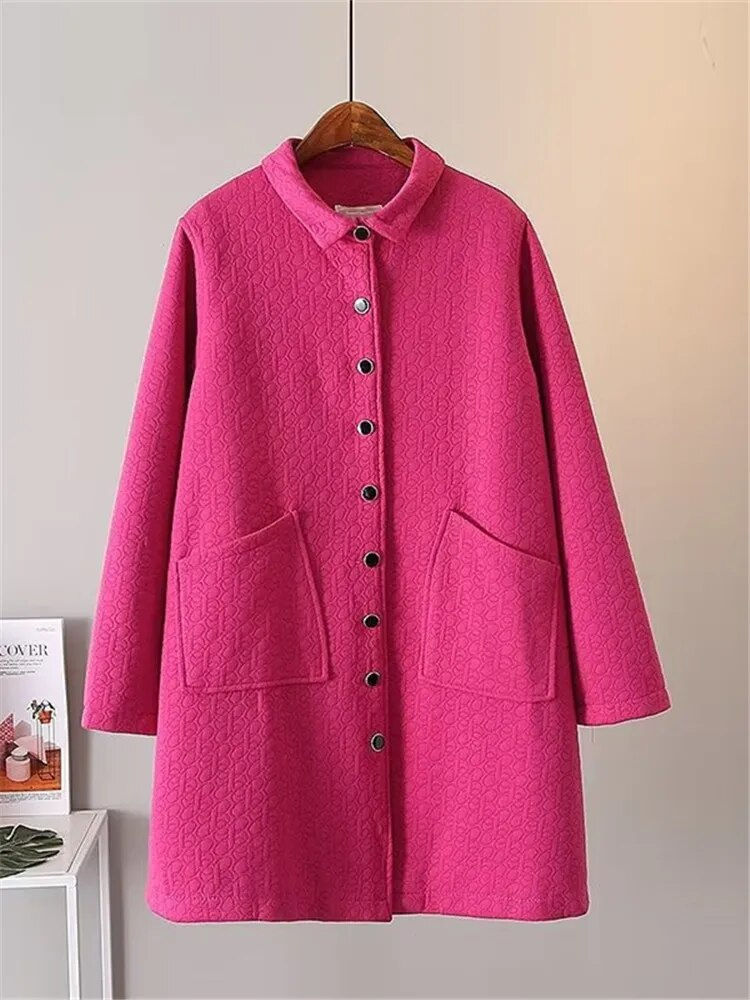 Plus Size Women Clothing Outerwear In Spring And Autumn Wear Long Sleeve Stand-