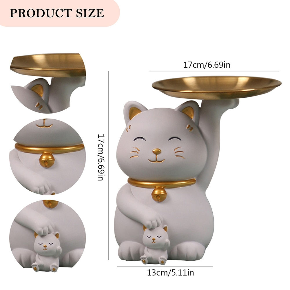 Resin Cat/Dog Statue Living Room Decor Decorative Tray Sculpture Table Ornament