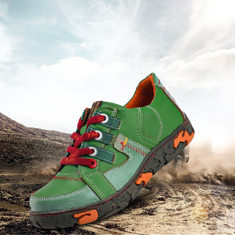 Thumbnail: Genuine Leather Women's Flat Sneaker Shoes for Outdoor