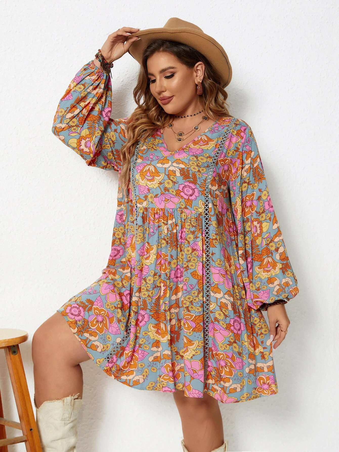 "Rusttydustty Plus Size Women's Elegant and Feminine Fashion Dress - Versatile,