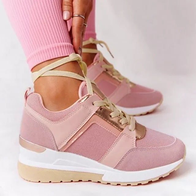Thumbnail: 2022NEW Women Sneakers Lace-Up Wedge Sports Shoes Women's Vulcanized