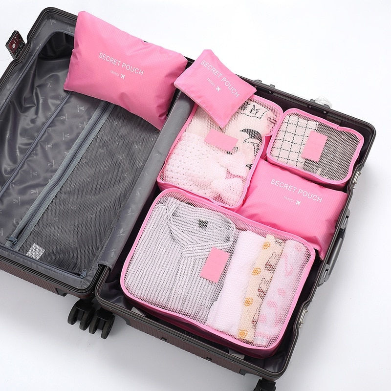 Thumbnail: 6 Pcs Travel Clothes Storage Waterproof Bags Portable Luggage Organizer Pouch P