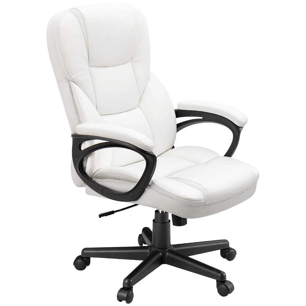 Thumbnail: Faux Leather High-Back Executive Office Chair with Lumbar Support, White