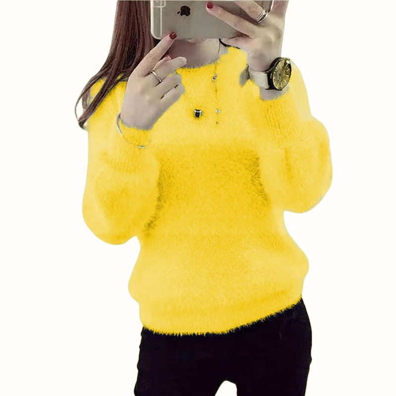 Миниатюра: Winter Imitate Mink Wool Hot Fleecing Female O-neck Long Puff Sleeve  Elastic C