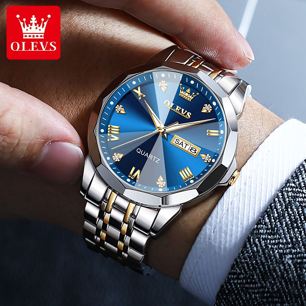 Thumbnail: OLEVS Men's Watches Rhombus Mirror Original Quartz Watch for Man Waterproof Lum